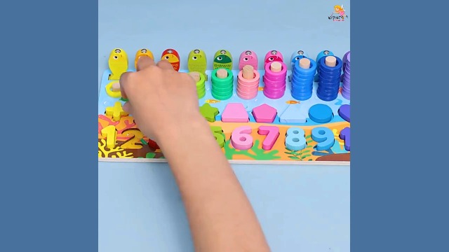 WISHKEY Wooden 6 in 1 Multifunctional Learning Board Puzzle